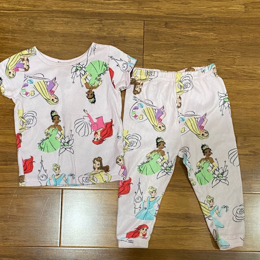 Disney Princess Kids Pajama Set - Pink and Green